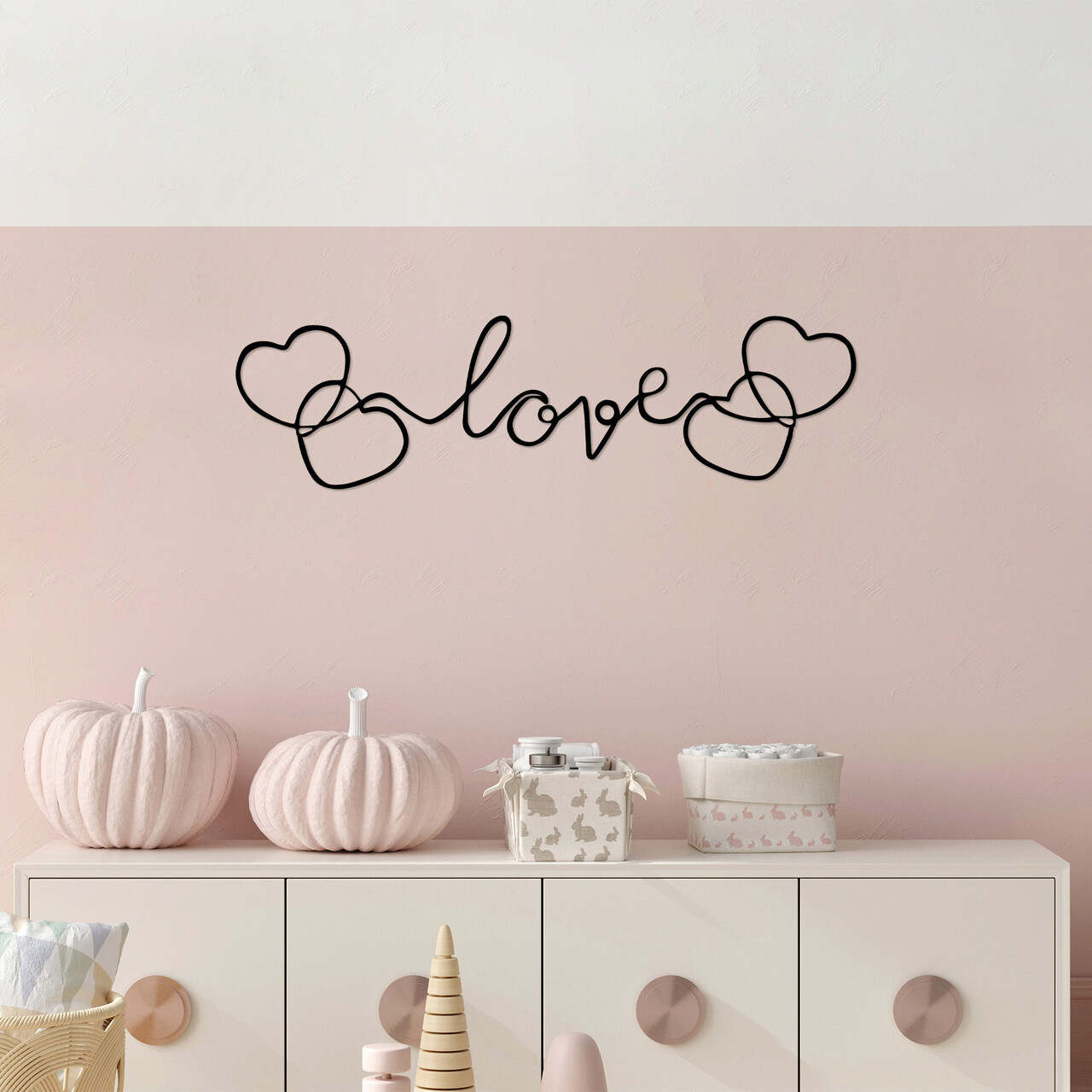 Decoratiune de perete, Love, Dimensiuni: 19 x 70 cm, Negru - imagine 6